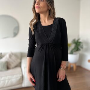 Camisa de dormir maternal y lactancia Oslo negra